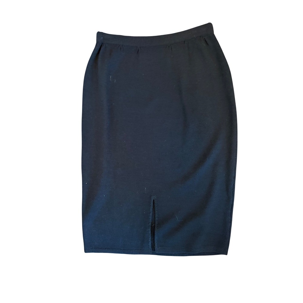 St John Womens Black Santana Knit Pencil Skirt Knee Length Professional M READ - Picture 2 of 4